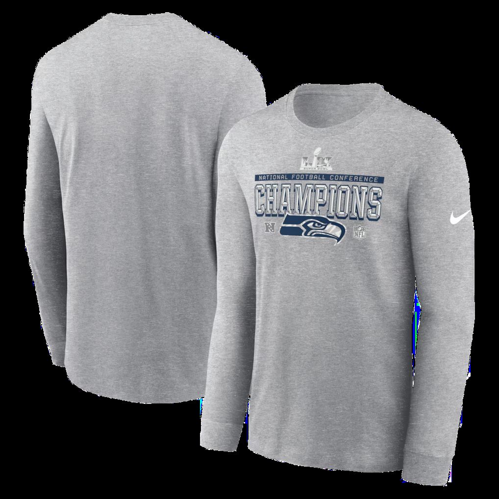Men 2026 Nike NFL Seattle Seahawks Hooded long sleeved T-shirt grey 010
